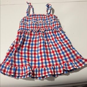 Cat & Jack Red, White & Blue Gingham Sundress with Ruffled Hem